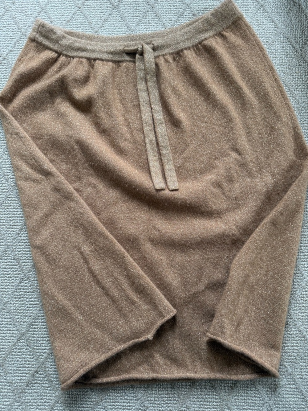Demylee x J.Crew Camel Knit Cashmere Midi Skirt with Subtle Shine